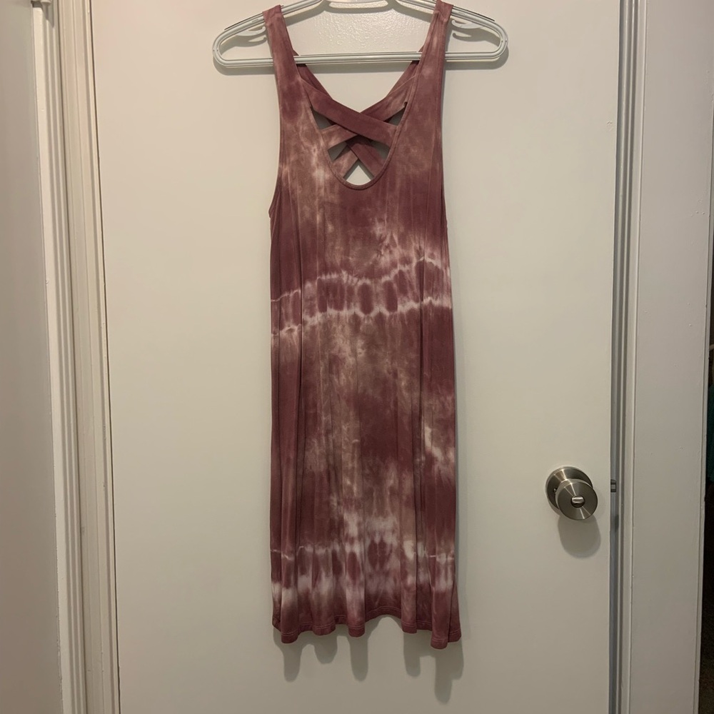 American Eagle Outfitters Tie-Dye Dress in Burnt Purple/White XS